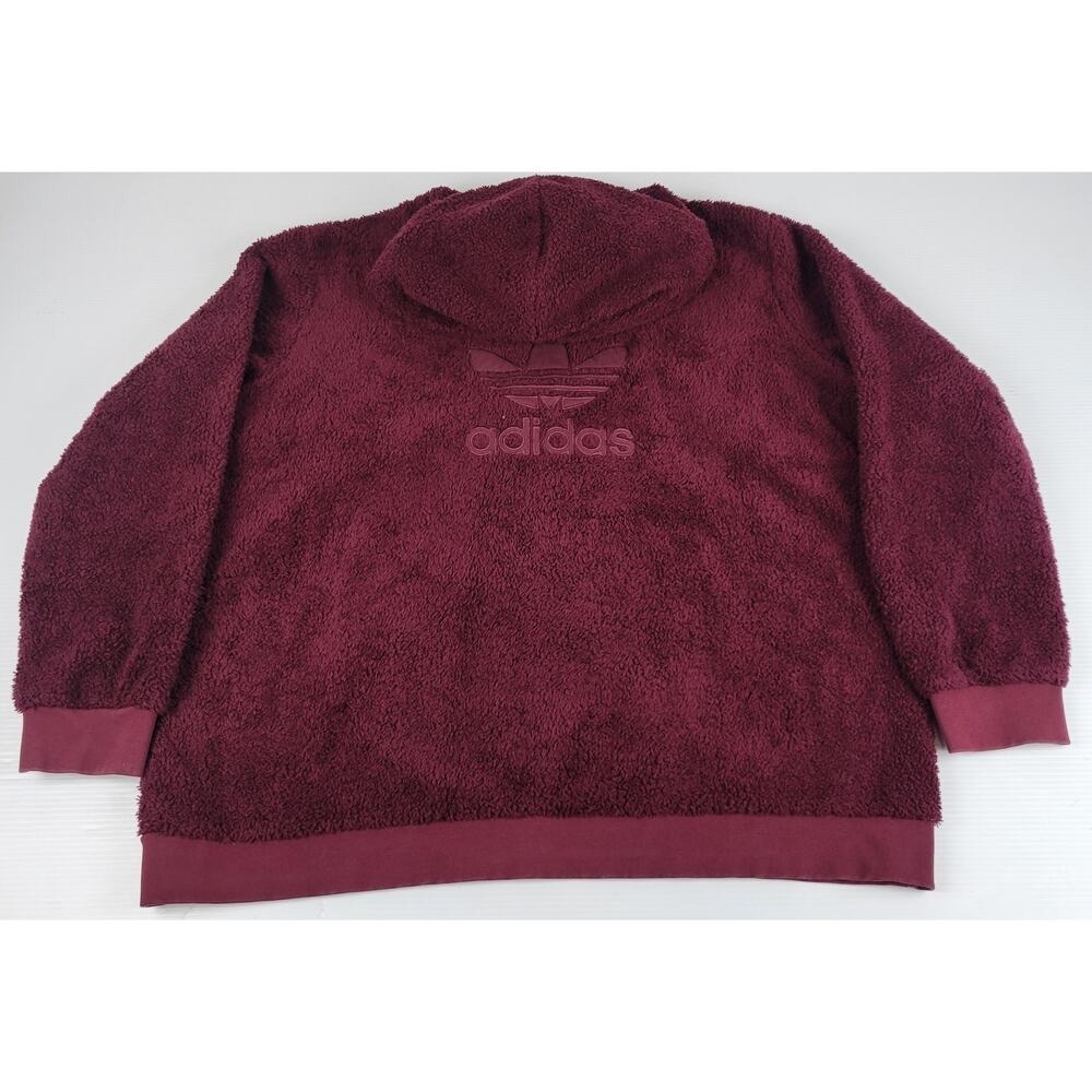 Adidas Mens XXL 2XL Originals Winterized Trefoil Sweater Hoodie Maroon DH7079